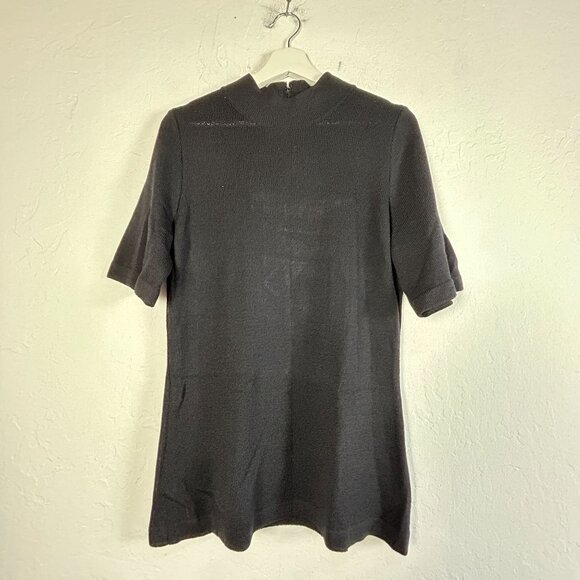 St. John Basics Womens Black Mock Neck Short Sleeve Knit Tunic Top Medium Casual - Picture 1 of 6